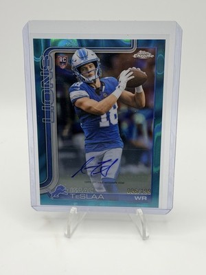 2025 Topps Chrome Isaac TeSlaa Rookie Auto RC Aqua Lava Refractor #/199 Lions
