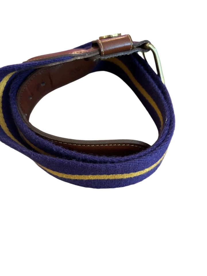 Cinturón de lona Torino de colección 2004 púrpura y amarillo, talla 36, hebilla de latón macizo con tigre Foto 3 de 4