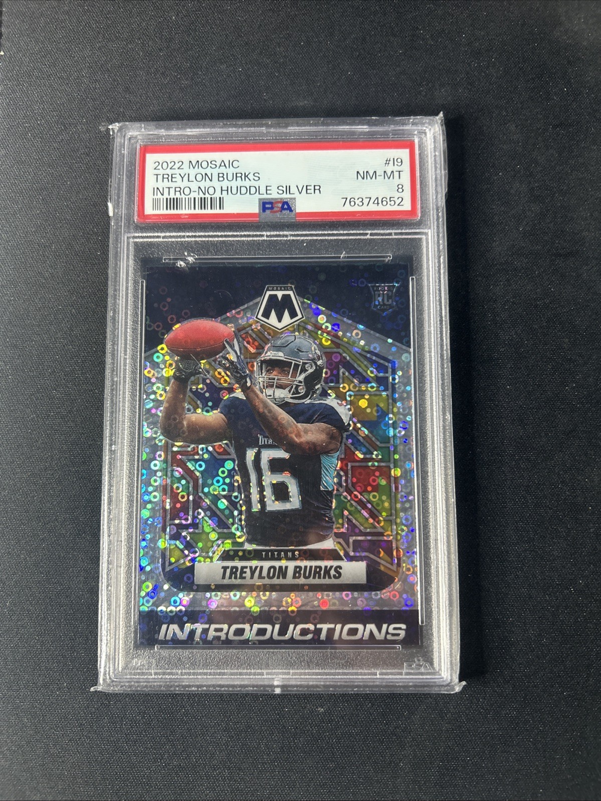 2022 Panini Mosaic Treylon Burks RC Introductions No Huddle Disco Prizm Psa 8