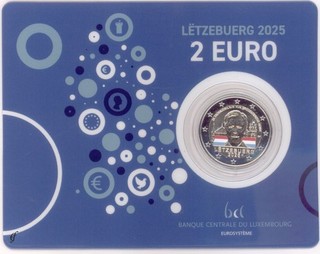 2 Euro original Coincard Luxemburg 2025 Thronbesteigung Henri in Farbe