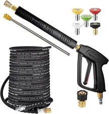 YAMATIC 4000 PSI Pressure Washer Gun and Rubber Power Washer Hose Kit, 50/100 FT
