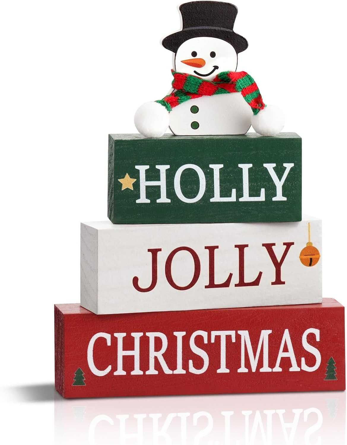 как выглядит Christmas Decorations Snowman Holly Jolly Wooden Sign Indoor Tabletop Xmas Gift фото