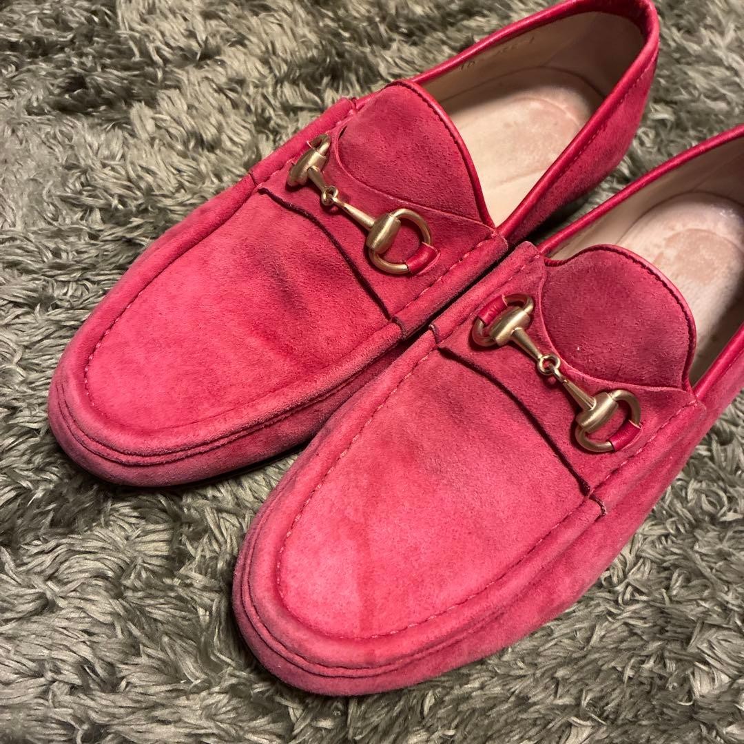 GUCCI Women's Loafers Horsebit Suede Red EU36.5/US6.5 120230c thumbnail 22