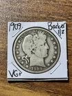 1909 P Barber Silver Half Dollar VG Very Good U.S. 50c Coin (Raw15904)