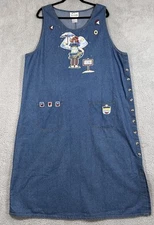 The Quacker Factory Blue Jean Denim Dress Summertime Beach Size 2X Cotton