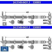 2X Bremsschlauch ATE 24.5149-0431.3 2 BremsschläUche Rechts Links