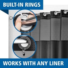 Gemma Easy Hang Hookless Fabric Shower Curtain with Built-in Rings, 70" x 74",