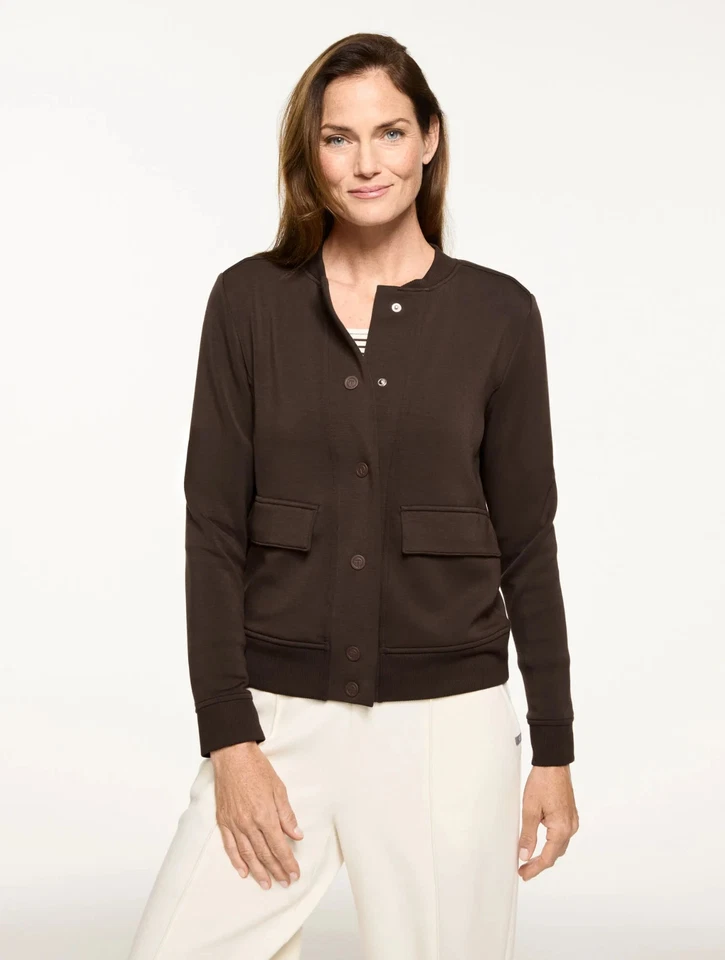 AirKnit Stretch Bomber Jacket at Talbots, NWT $129, color BLACK - Image 3 of 4