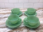 Fire King Coffee Tea Cup & Saucer Jane Ray JadeIte by ANCHOR HOCKING 8 pc. Set