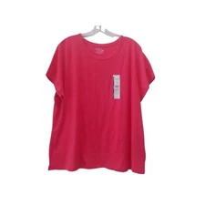 NWT TIME and TRU Coral Vibrance Slub Crew Neck Short Sleeve T-Shirt Sz XXL 20