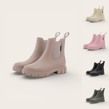 Women’s Chelsea Rain Boots Waterproof Thick Sole Elastic Strap All Season