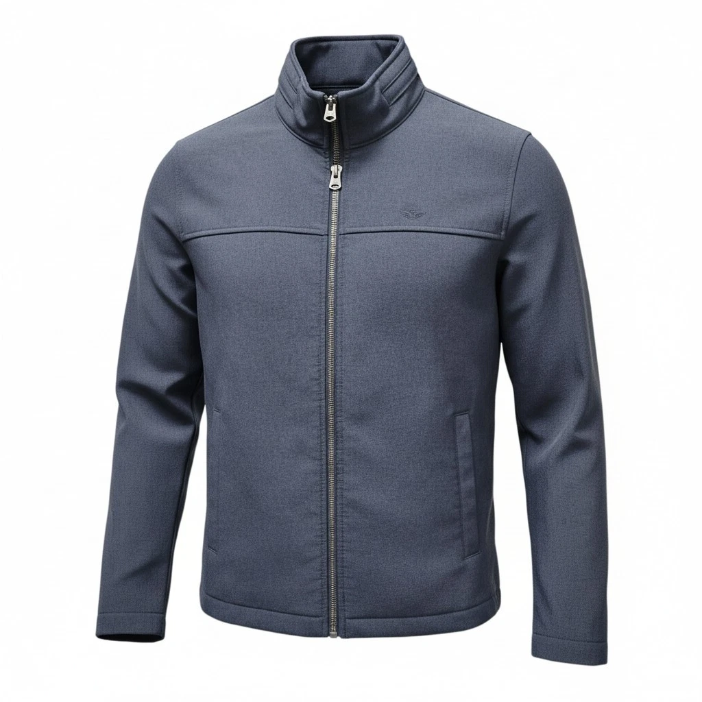 Dockers Men's Blue Full-Zip High Neck Water Resistant Soft Shell Jacket Small