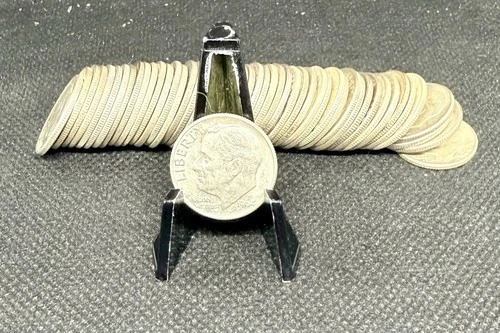 Full Roll (50) 90% Silver Roosevelt Dimes (Circulated Condition)