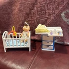 Mattel 1995 Mini 4" Cabbage Patch Doll & Bedtime Playset • Crib • Changing Table