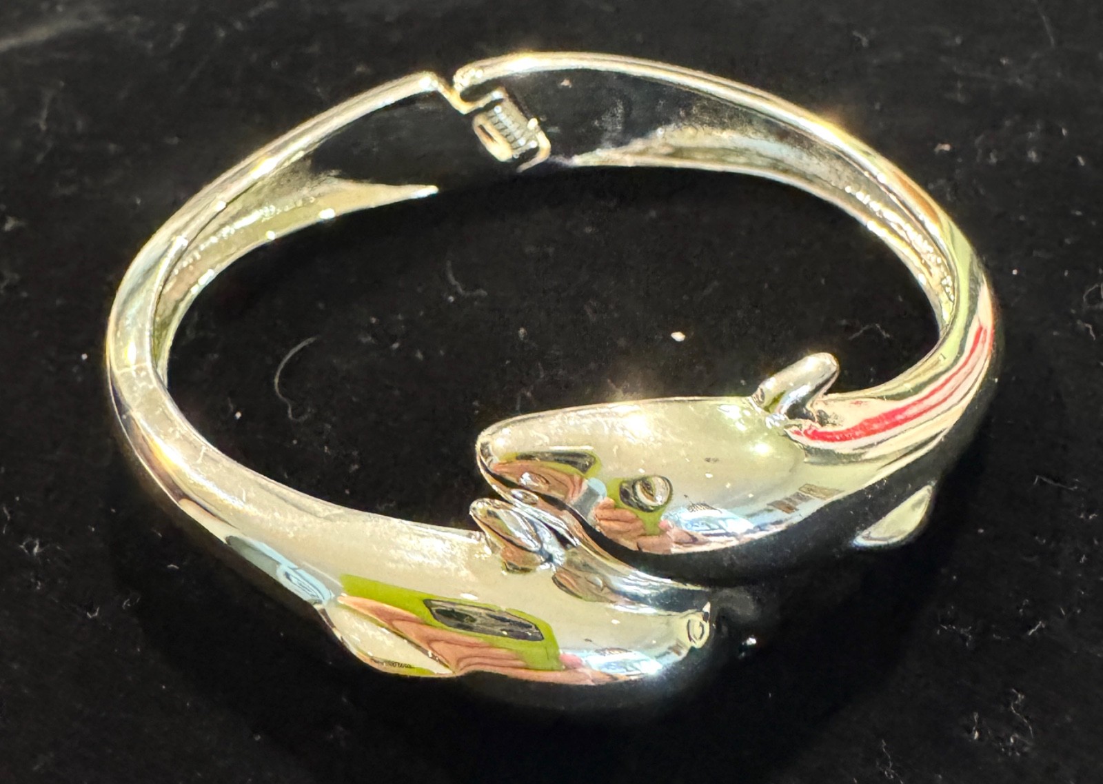 DOLPHIN Bracelet Silver bangle, hinged vintage - image 1