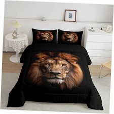 Kids Comforter Set Size,Wild Animals Wildlife Fur Bedding Set,Girls Twin Lion