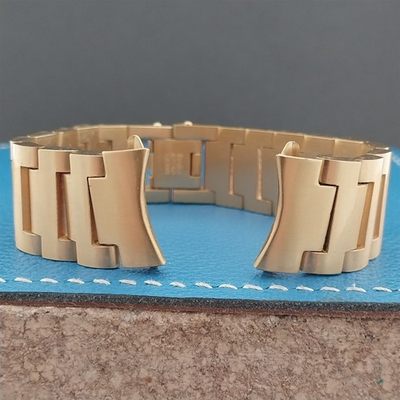 #ad 19mm Maruman 22k Gold Plate Heavy Solid Link Unused nos 1970s Vintage Watch Band $135.00