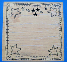 Rubber Stamp Beachy Frame Stars Starfish Squiggles Stephanie Olin Wood Mounted