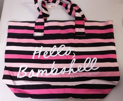 Victorias Secret Limited Edition 2015 Hello Bombshell Striped Tote Beach Bag NWT