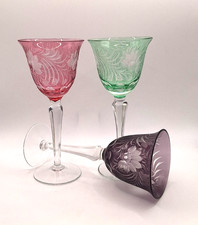 3 Weinrömer Überfang Bleikristall geschliffen Römer Tulpe Kelch Blume floral 922