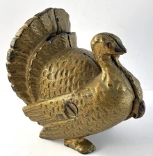 Antique Thanksgiving Turkey Still Bank – A.C. Williams Cast Iron Original Paint