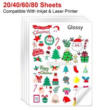 Glossy White Printable Vinyl Sticker Paper for Inkjet Laser Waterproof 8.5"x11"