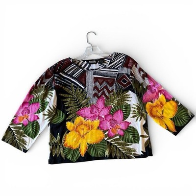 Vintage Take Two Mixed Print Floral Top Sequin XL