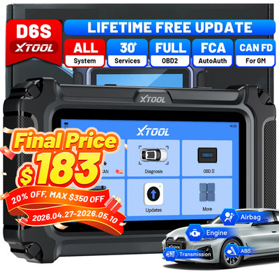 2026 XTOOL D6S OBD2 Scanner Full System Diagnostic Tool 30+ Resets Free Update