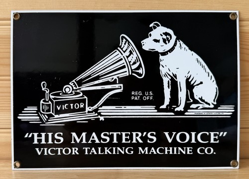 RCA Nipper Dog " His Master's Voice Victor Ande Rooney’s Enam Metal Sign 7"x 10"