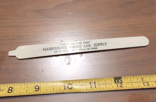 Vtg Harrisburg Radio Lab. Supply Advertising Nail File
