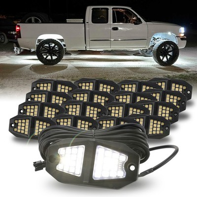 SUNPIE 16 Pod Pure White Rock Lights Wide Angle for Truck ATV UTV SUV Motorcycle