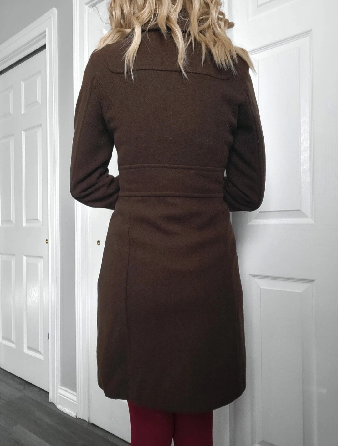 Mossimo Brown Mid-Length Overcoat Button Collared… - image 6