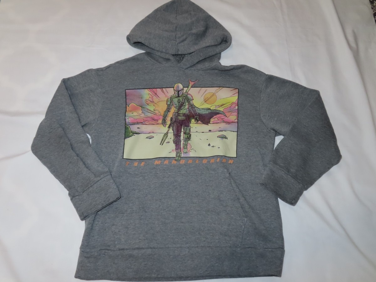 Star Wars The Mandalorian Gray Sweatshirt Hoodie Youth XL 14-16