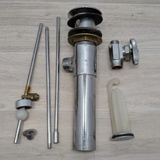 Vintage Universal Polished Chrome Pop‑Up Waste Drain Kit with Angle Stop Valve