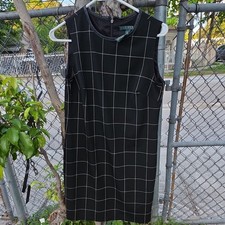 Lauren Ralph Lauren Women's Check Sleeveless Sheath Dress Black White Size 2