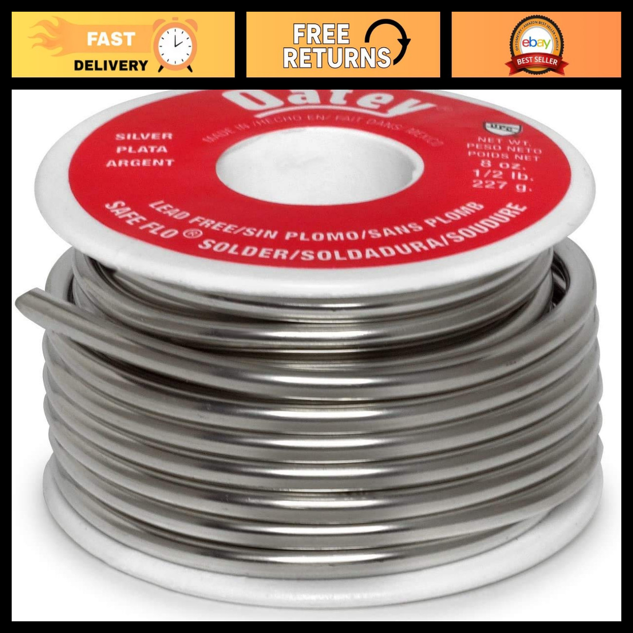 Safe Flo 0.117-Inch Bulk Silver Solder, 1/2 lb - Lead-Free, High-Quality Metal