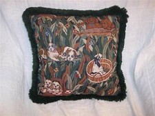 Fringed Dog Print Pillow Decorative Pillow 16 x 16  PL12 