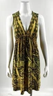 One World Dress Size Small Green Yellow Ombre V Neck Floral Printed Womens