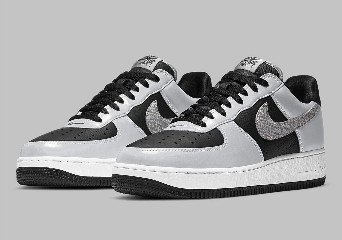AUTHENTIC NIKE AIR FORCE 1 B Silver Snake Reflective Black DJ6033