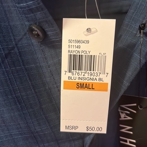 Van Heusen Men’s Textured Relax Fit Button Down Shirt Blue Small (14-14 1/2) NWT - Picture 5 of 7
