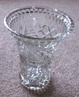 Heavy Cut Glass Pressed Vase with Fluted Top 13cm diameter Top x 17cm Tall