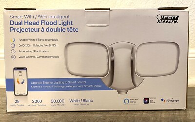 Feit Electric Smart Dual Head Motion Security Flood Light - White New In Box