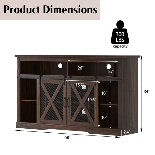 TV Stand Entertainment Center Media Console Storage Cabinet Sliding Barn Door - Picture 2 of 5