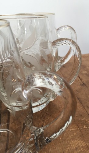 SET OF 3 CRYSTAL LARGE TANKARDS / MUGS 6" TALL - Picture 9 of 9