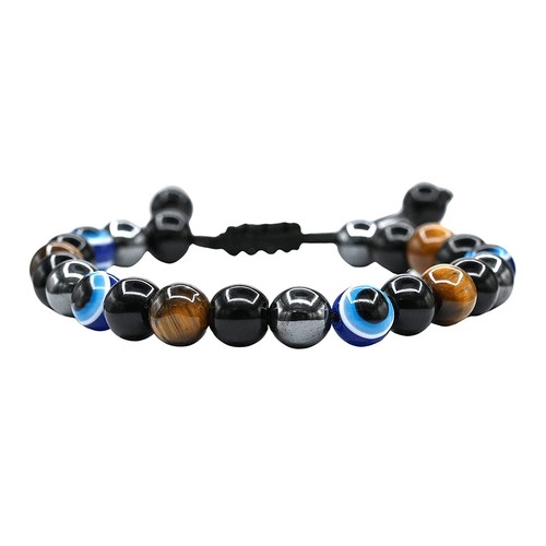 Handmade Hematite Bracelets 8MM Tiger Eye Triple Protection Adjustable Bracelcet - Picture 30 of 31