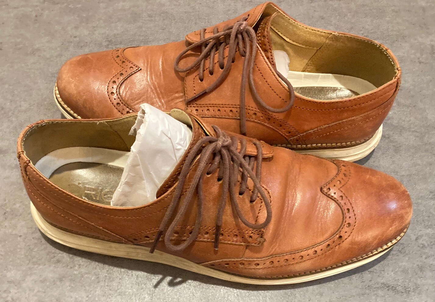 SAOLA Scarpe Oxford Cole Haan originali da uomo Grand Wingtip marrone taglia USA 9 C26471