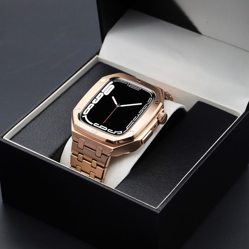 Stainless Steel Case Band for Apple Watch Mod Kit Series 9/8/7/6/5/4 44mm 45mm - Picture 9 of 21