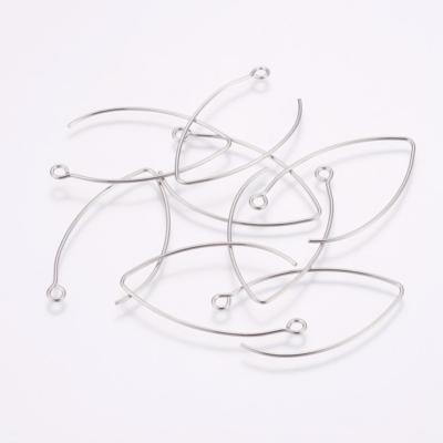2 Marquise Earwires - Stainless Steel Leverback Earring Hooks In Silver (Long Style)