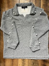 Simply Southern Jeweled Sweatshirt Size Small, Soft Gray, Patterned 