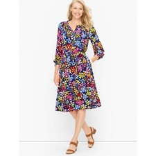 NWT Womens Size XS Talbots Multicolor Fit Flare Dress in Starburst Floral NEW